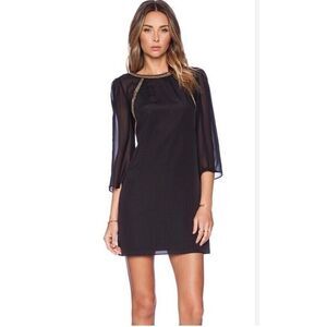 BCBGeneration Revolve Black Beaded Neck Backless SemiSheer Cocktail Dress Size 6